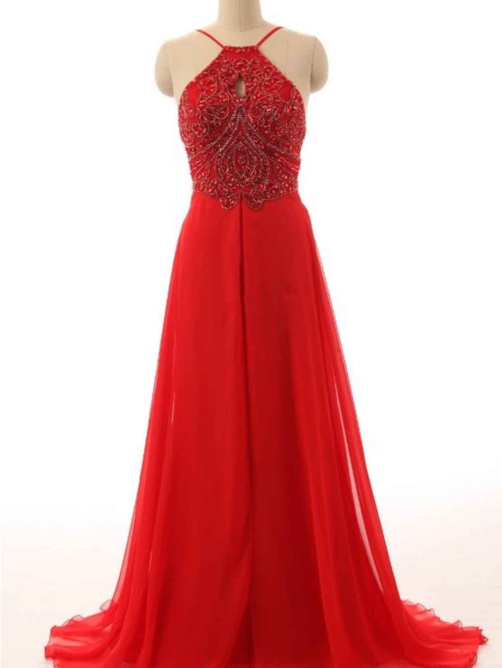 Jovani Red Embellished Halter Evening Prom Gown SIZE 0